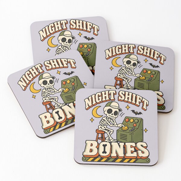 Item preview, Night Shift Bones Retro Skeleton Work Humor designed and sold by  MAD's Recreation Studio.