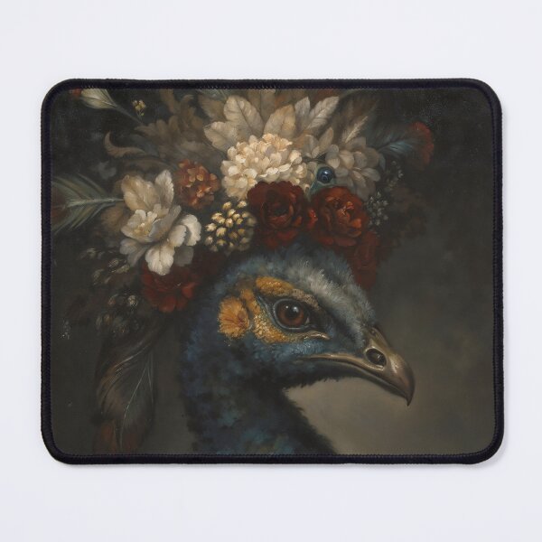 Item preview, Gothic Peacock Portrait With Floral Crown Painting designed and sold by DarkHolyQueen.