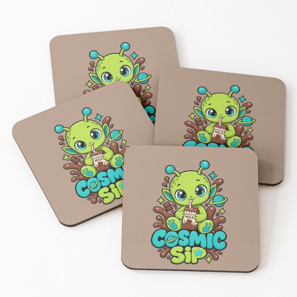 Item preview, Cosmic Sip – Cute Alien Drinking Chocolate Milk designed and sold by Aimetoi.