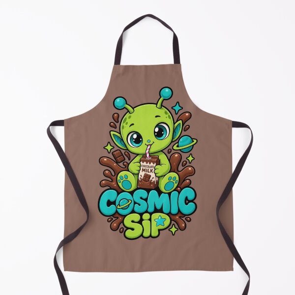 Item preview, Cosmic Sip – Cute Alien Drinking Chocolate Milk designed and sold by Aimetoi.