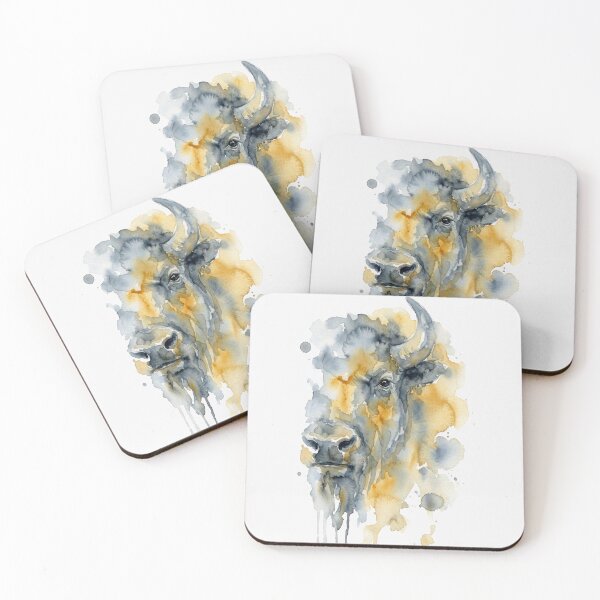 Item preview, Bison Portrait, Gold and Slate Blue designed and sold by caracatita75.