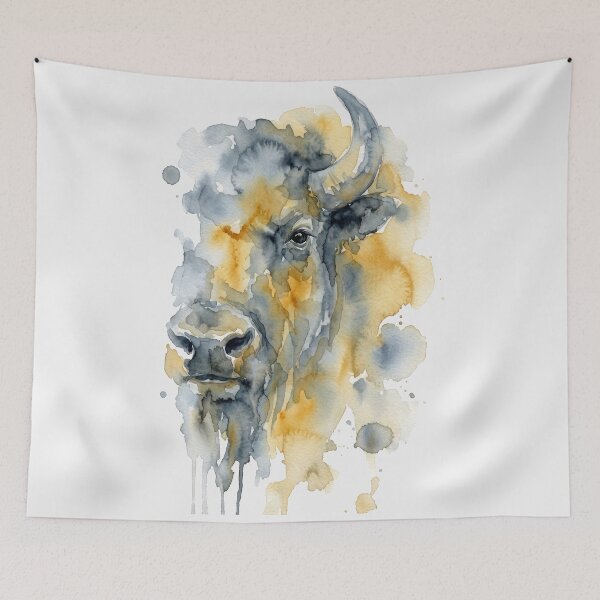 Item preview, Bison Portrait, Gold and Slate Blue designed and sold by caracatita75.