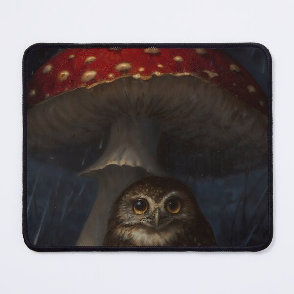 Item preview, Gothic Small Owl Under Amanita Mushroom Painting designed and sold by DarkHolyQueen.