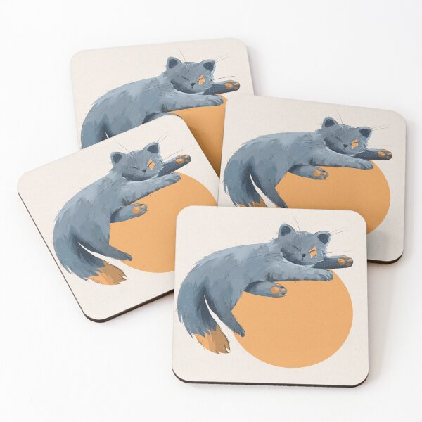Item preview, Whimsical sleeping cat on orange circle designed and sold by HollowFern1.