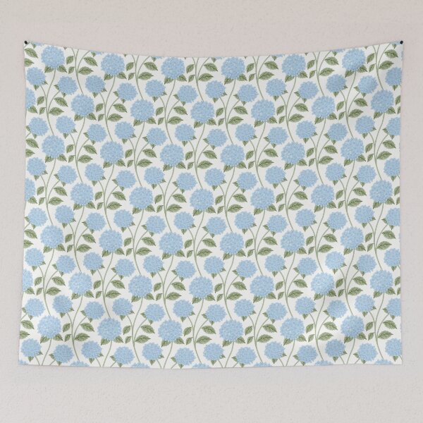 Item preview, Blue Painterly Botanical Trailing hydrangea Romantic Floral Cottagecore designed and sold by Lilac Blooms Designs.