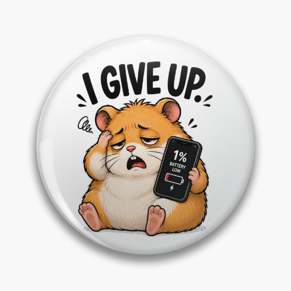 Item preview, Hamster Phone Moments – I GIVE UP | Funny Low Battery Cartoon designed and sold by Kiinaaa.