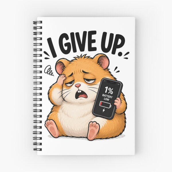 Item preview, Hamster Phone Moments – I GIVE UP | Funny Low Battery Cartoon designed and sold by Kiinaaa.