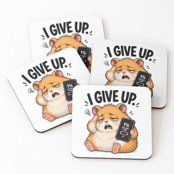 Item preview, Hamster Phone Moments – I GIVE UP | Funny Low Battery Cartoon designed and sold by Kiinaaa.