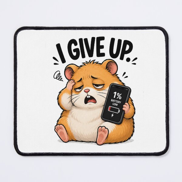 Item preview, Hamster Phone Moments – I GIVE UP | Funny Low Battery Cartoon designed and sold by Kiinaaa.