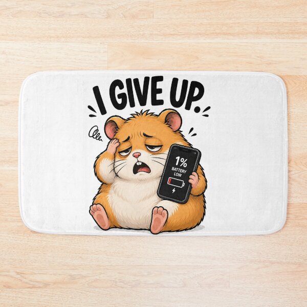 Item preview, Hamster Phone Moments – I GIVE UP | Funny Low Battery Cartoon designed and sold by Kiinaaa.