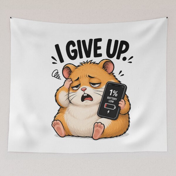 Item preview, Hamster Phone Moments – I GIVE UP | Funny Low Battery Cartoon designed and sold by Kiinaaa.