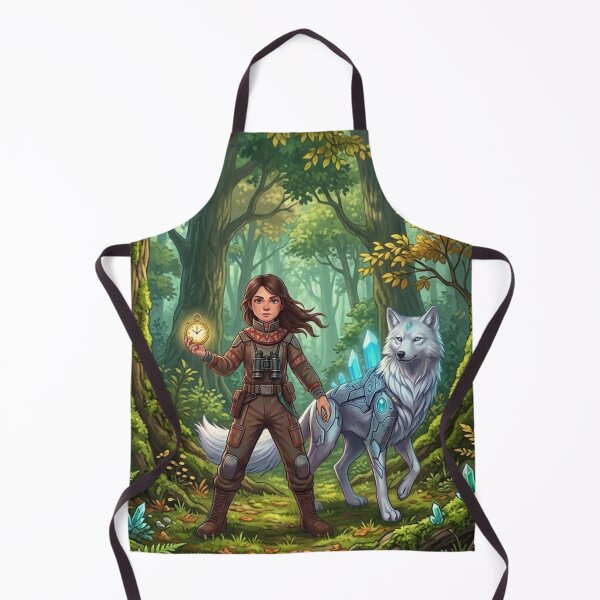 Item preview, Enchanted Forest Fantasy Explorer Girl and Crystal Wolf designed and sold by ElenMart.