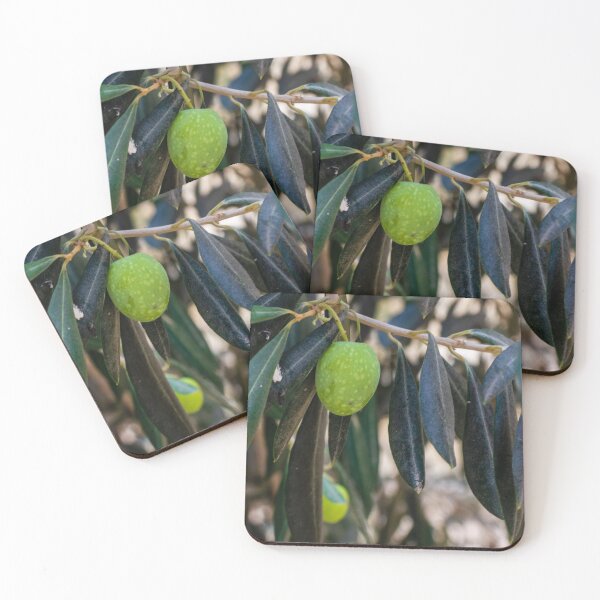Item preview, Close-Up of Green Olive on a Tree Branch with Dark Leaves designed and sold by Nmallia.