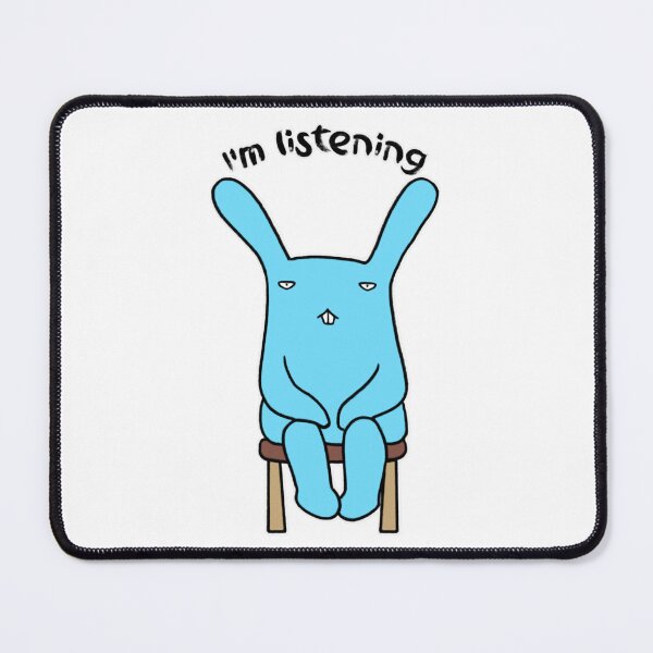 Item preview, Good Listener Cute Blue Rabbit Sitting I Am Listening Art designed and sold by PatsyOCool.