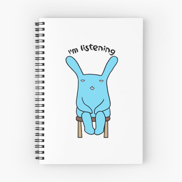 Item preview, Good Listener Cute Blue Rabbit Sitting I Am Listening Art designed and sold by PatsyOCool.