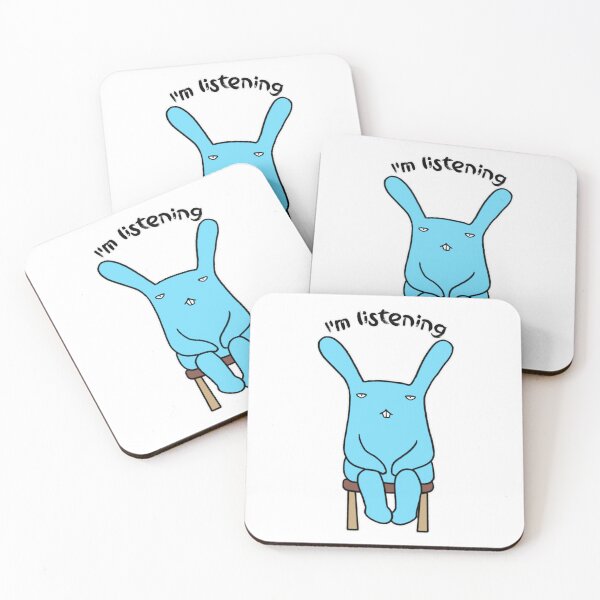 Item preview, Good Listener Cute Blue Rabbit Sitting I Am Listening Art designed and sold by PatsyOCool.