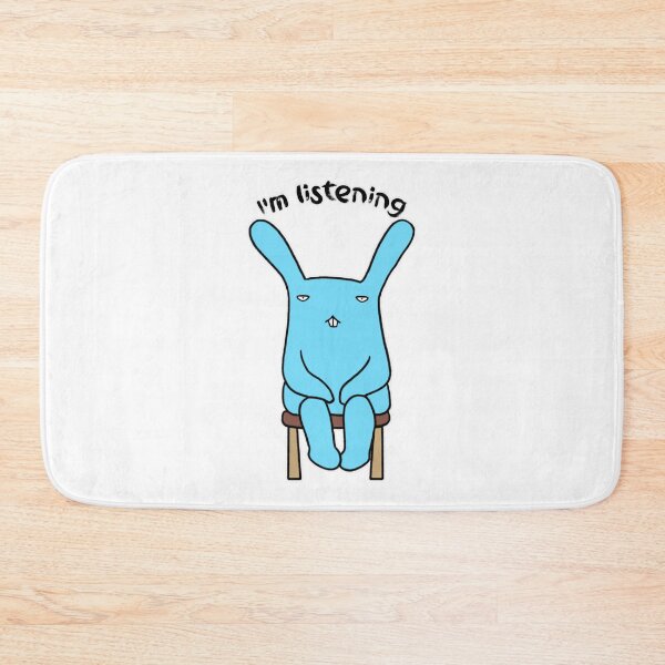 Item preview, Good Listener Cute Blue Rabbit Sitting I Am Listening Art designed and sold by PatsyOCool.