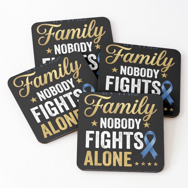 Item preview, Copy of In This Family Nobody Fights Alone Blue Ribbon Awareness Fighter Supporter designed and sold by w66aboo.