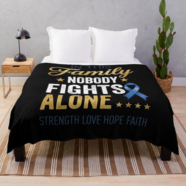 Item preview, Copy of In This Family Nobody Fights Alone Blue Ribbon Awareness Fighter Supporter designed and sold by w66aboo.