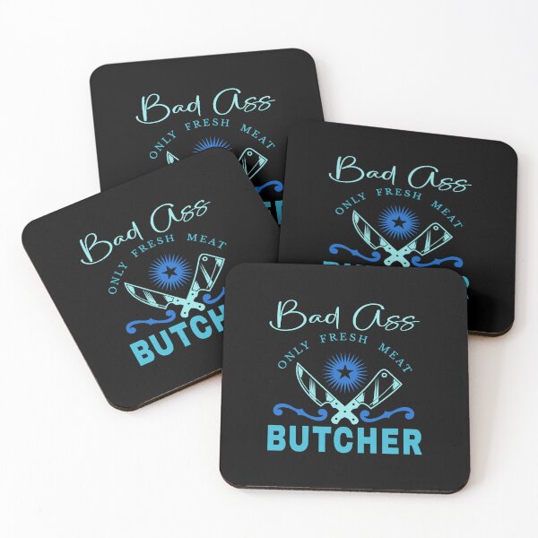 Item preview, Bad Ass Butcher (Blue on Black) designed and sold by PawsitiveMum3.