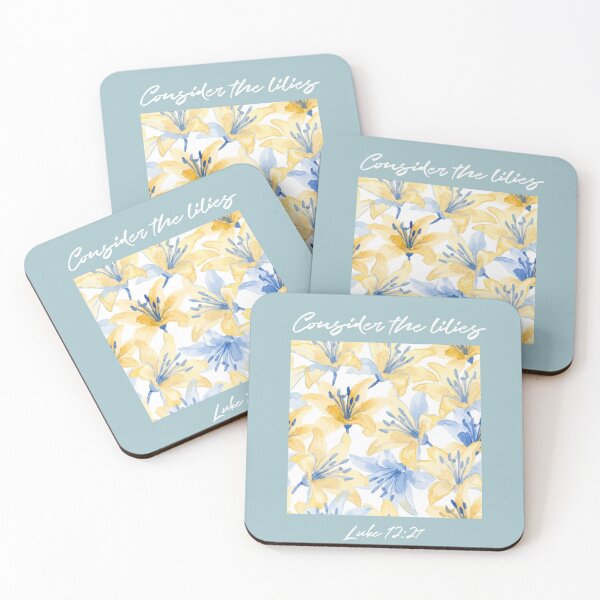 Item preview, Consider the Lilies — Butter Mom Aesthetic Blue & Yellow Watercolor Floral designed and sold by FinleyFound.