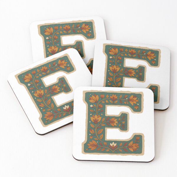 Item preview, Teal Mustard Terracotta Floral Monogram Letter E designed and sold by ITCHAWAWAA.