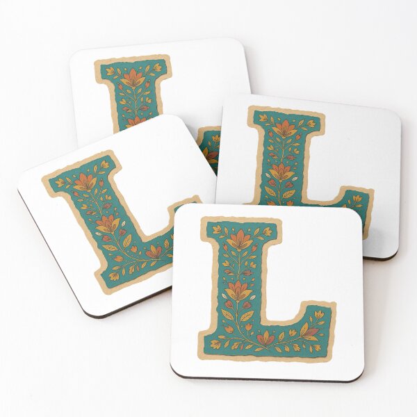 Item preview, Decorative teal Floral Letter L Folk Art Monogram designed and sold by ITCHAWAWAA.