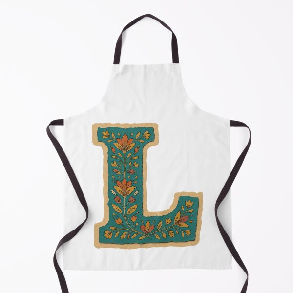 Item preview, Decorative teal Floral Letter L Folk Art Monogram designed and sold by ITCHAWAWAA.