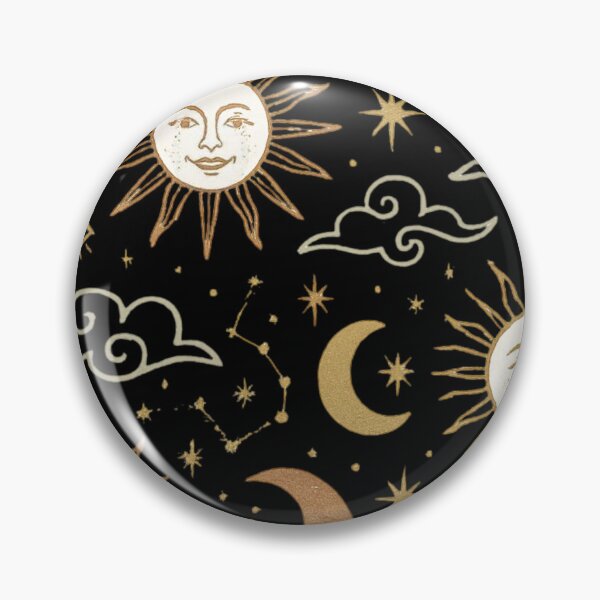 Item preview, Vintage Gold Celestial Sun Moon and Stars Mystic Pattern Black designed and sold by QCena.