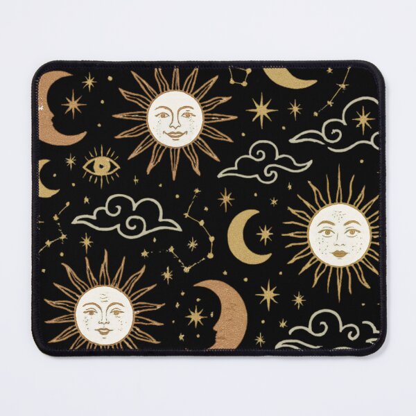 Item preview, Vintage Gold Celestial Sun Moon and Stars Mystic Pattern Black designed and sold by QCena.