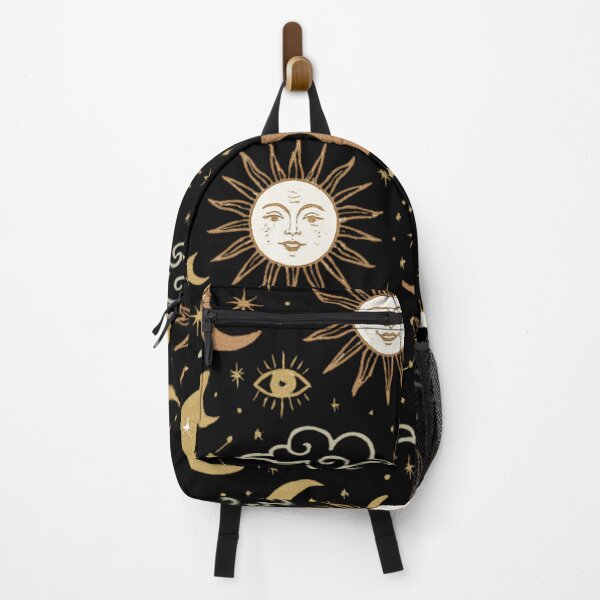 Item preview, Vintage Gold Celestial Sun Moon and Stars Mystic Pattern Black designed and sold by QCena.