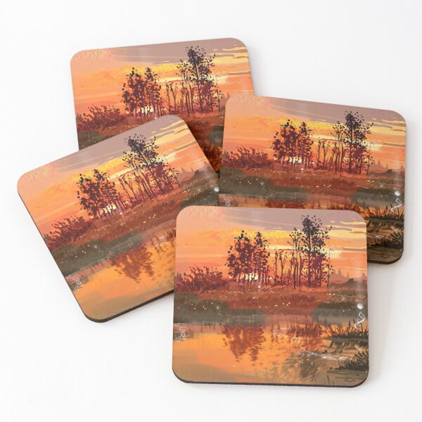 Item preview, Fiery Orange Sunset Wetland Digital Speedpaint designed and sold by CarreeTrista.