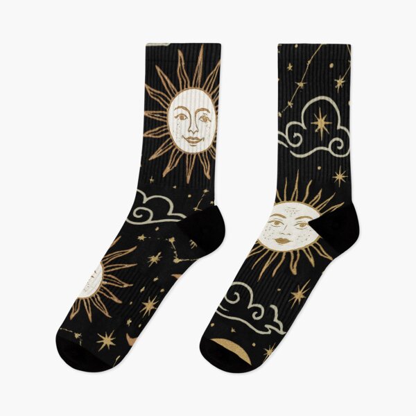 Item preview, Vintage Gold Celestial Sun Moon and Stars Mystic Pattern Black designed and sold by QCena.