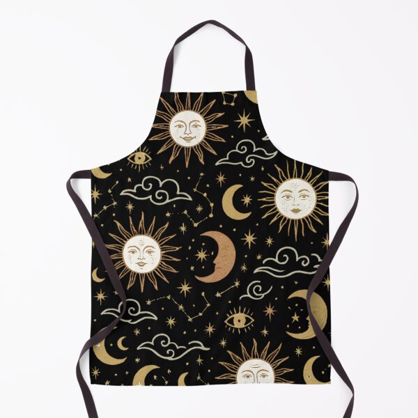 Item preview, Vintage Gold Celestial Sun Moon and Stars Mystic Pattern Black designed and sold by QCena.