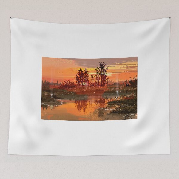 Item preview, Fiery Orange Sunset Wetland Digital Speedpaint designed and sold by CarreeTrista.