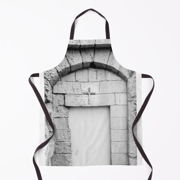 Item preview, Rustic Stone Entrance with Cross Symbol in Black and White designed and sold by Nmallia.