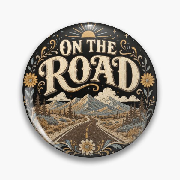 Item preview, On The Road Vintage Mountain Road Trip Wildflower Illustration designed and sold by Modern Antique Atelier .