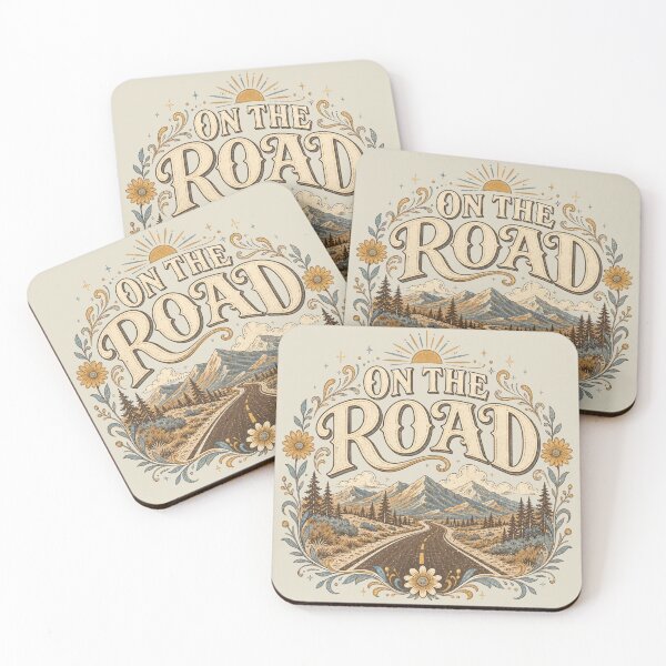 Item preview, On The Road Vintage Mountain Road Trip Wildflower Illustration designed and sold by Modern Antique Atelier .
