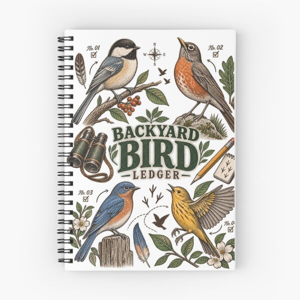 Item preview, Backyard Bird Ledger – Vintage Birdwatching Naturalist Journal Design designed and sold by Golden Era Studio.