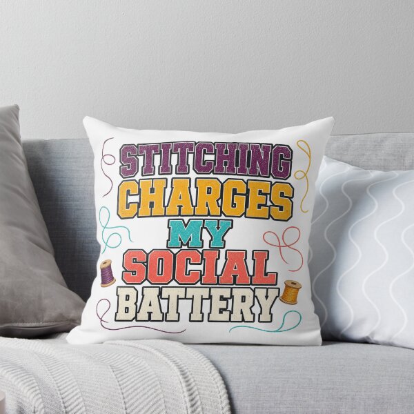 Item preview, Stitching Charges My Social Battery designed and sold by aihrgdesign.