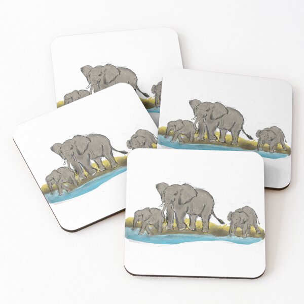 Item preview, African Elephant Family at the Waterhole designed and sold by hopenoli_art.