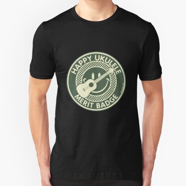 Happy Ukulele Merit Badge Slim Fit T-Shirt