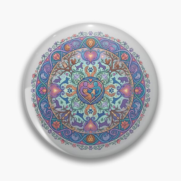 Item preview, Universal mandala of love: humans and animals in an illustrated composition. designed and sold by FootprintofLove.