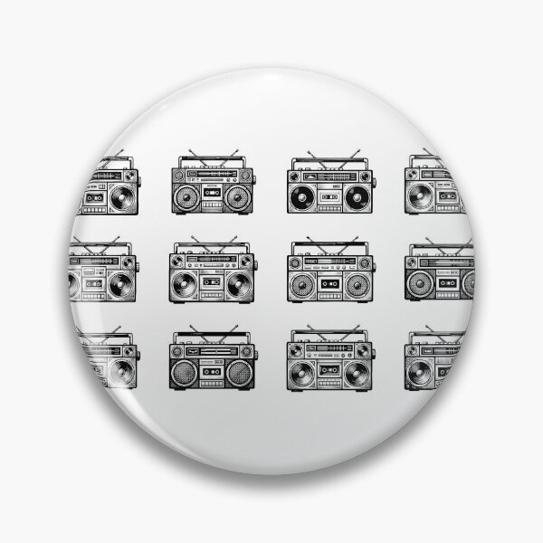 Artikelvorschau, Vintage Boombox-Gittermuster Retro 80er Jahre Holzschnitt Linolschnittkunst entworfen und verkauft von KiwiRider.