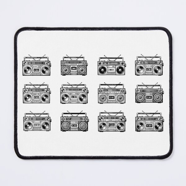 Item preview, Vintage Boombox Grid Pattern Retro 80s Woodcut Linocut Art designed and sold by KiwiRider.