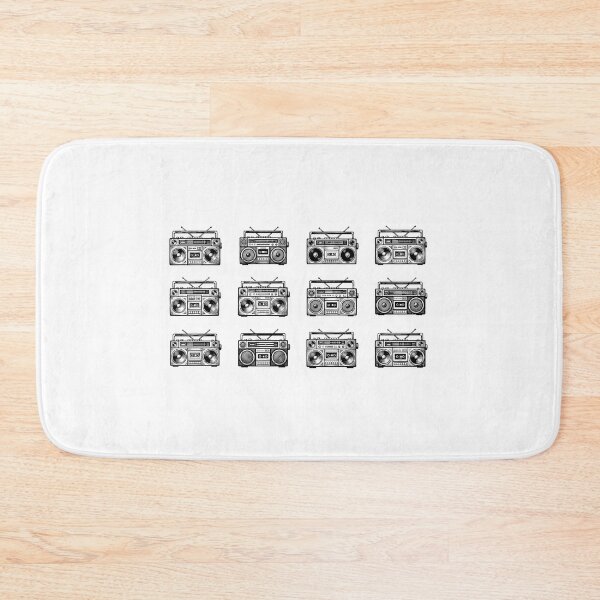 Item preview, Vintage Boombox Grid Pattern Retro 80s Woodcut Linocut Art designed and sold by KiwiRider.