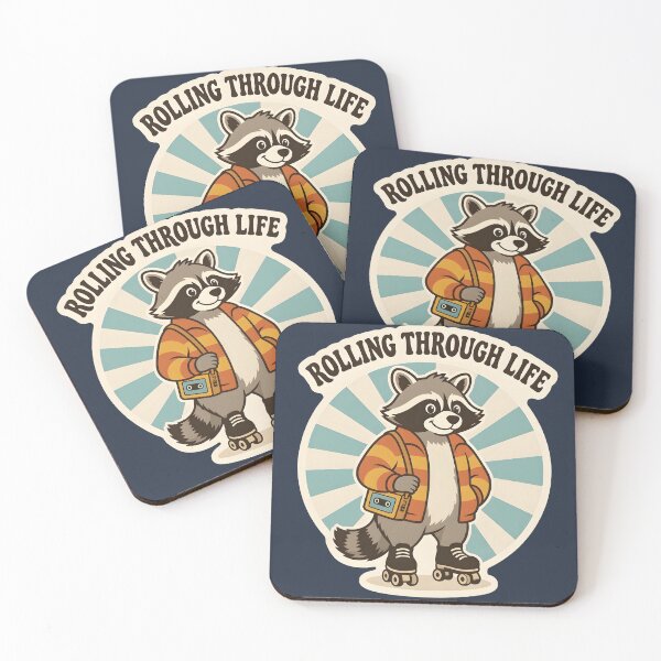 Item preview, Rolling Through Life Retro Raccoon Roller Skating designed and sold by Herodestroyer.