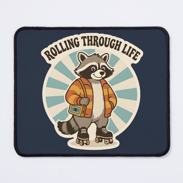 Item preview, Rolling Through Life Retro Raccoon Roller Skating designed and sold by Herodestroyer.