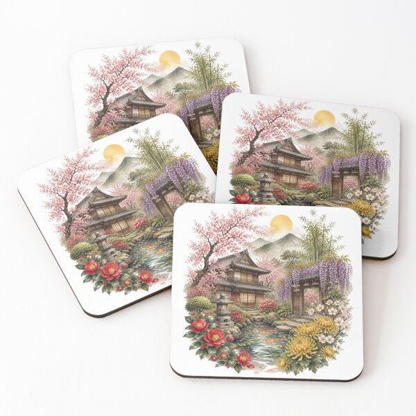 Item preview, Japanese Garden House Cherry Blossom Botanical Design designed and sold by VaneDesings.