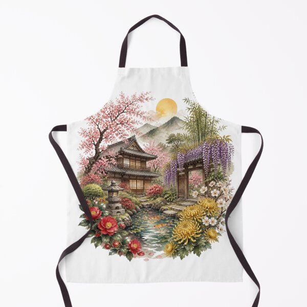 Item preview, Japanese Garden House Cherry Blossom Botanical Design designed and sold by VaneDesings.